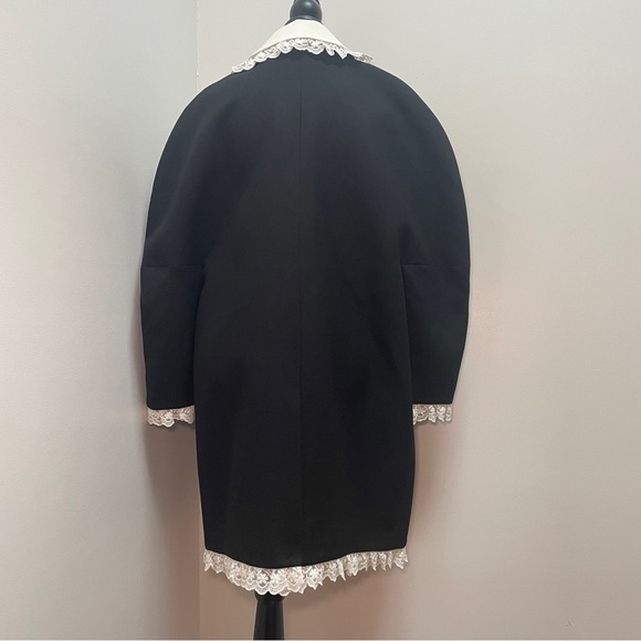 NEW! Shushu/Tong- Black Round Sleeve Coat White Collar UK 10 US 6 Oversized - Picture 11 of 15